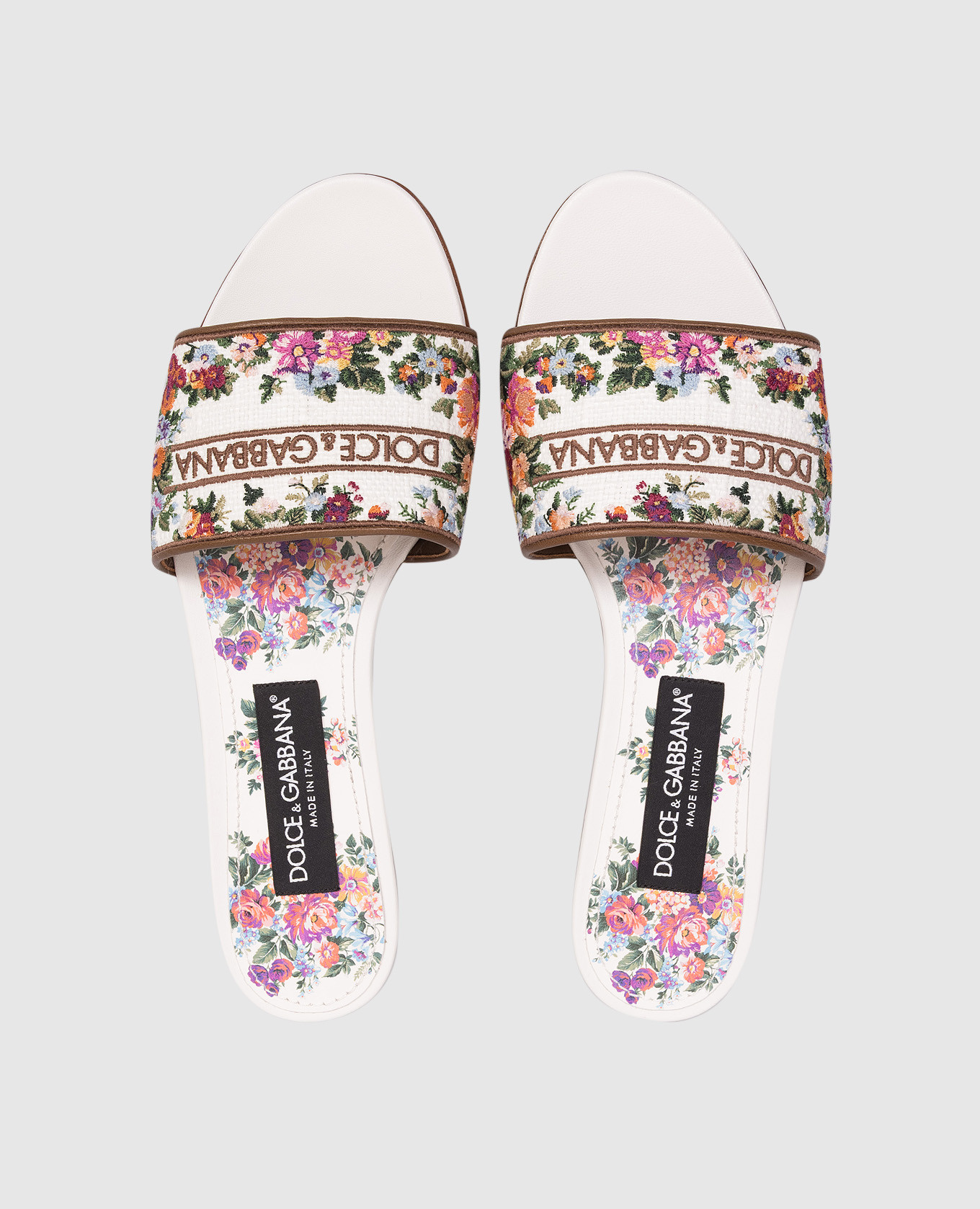 White flip-flops with floral embroidery Dolce&Gabbana 4