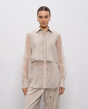 Brunello Cucinelli Beige blouse with monil chain MP091MQ406