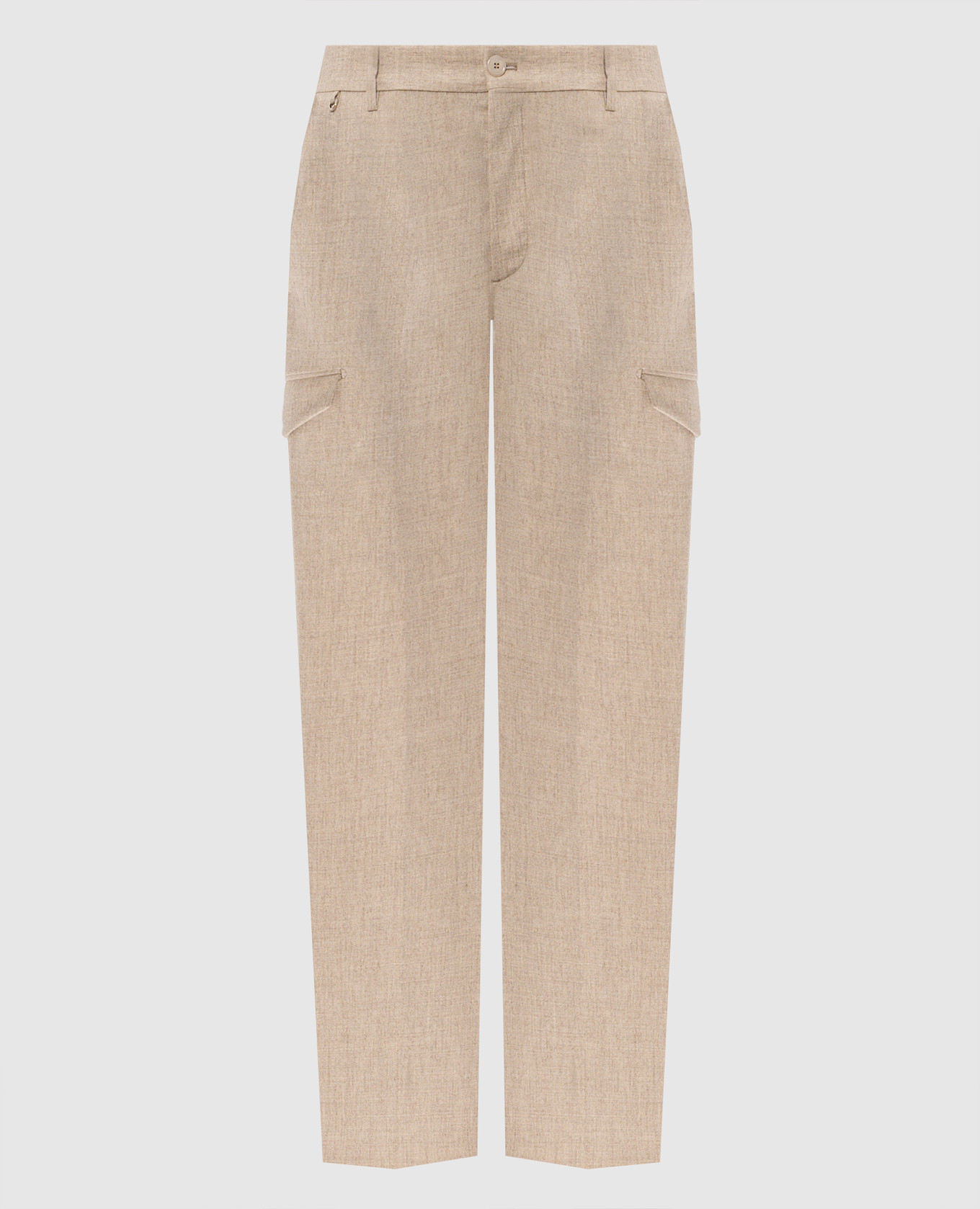 Beige wool and cashmere cargo pants