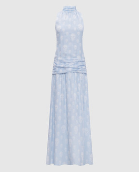 Alexander McQueen Blue Skull maxi dress 858541QCAMN