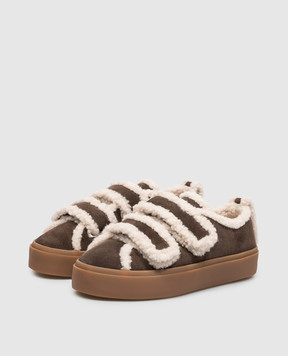 Inuikii Brown suede sneakers with fur 10010010231