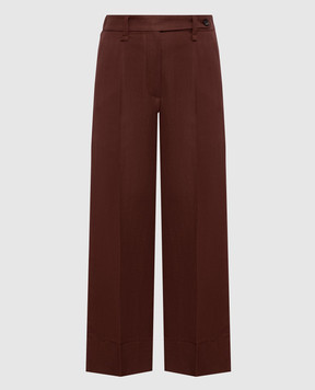 Brunello Cucinelli Brown linen pants with monil chain MH126P9184