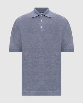 Brunello Cucinelli Blue polo with linen M2L00315