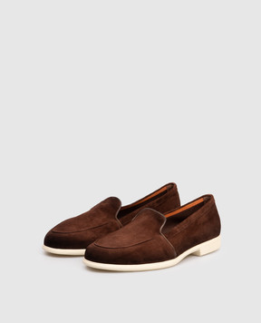 Santoni Brown suede loafers with a degraded effect WULB72051AS1SAEA