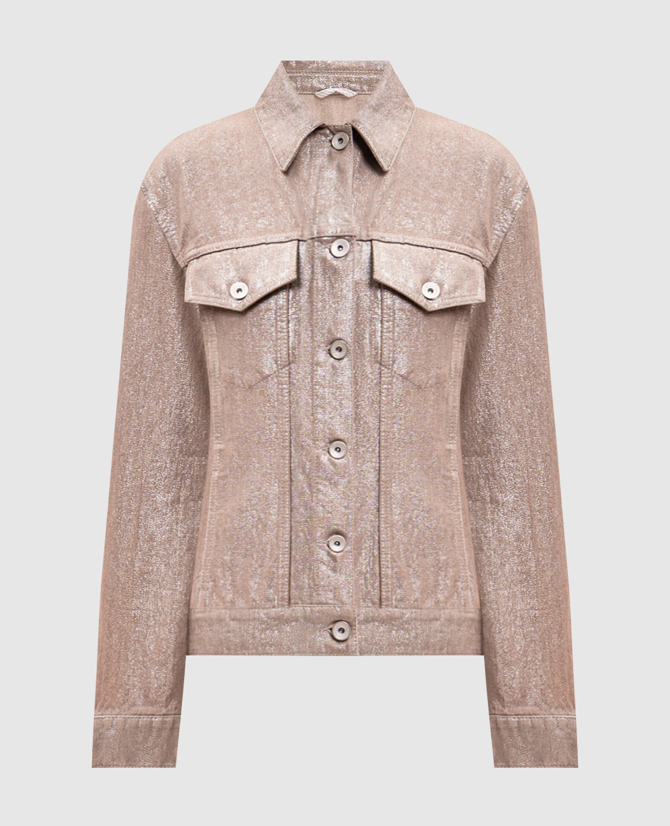 Beige denim jacket with lurex