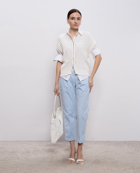 Peserico Blue pants with a patch A04987T2302481