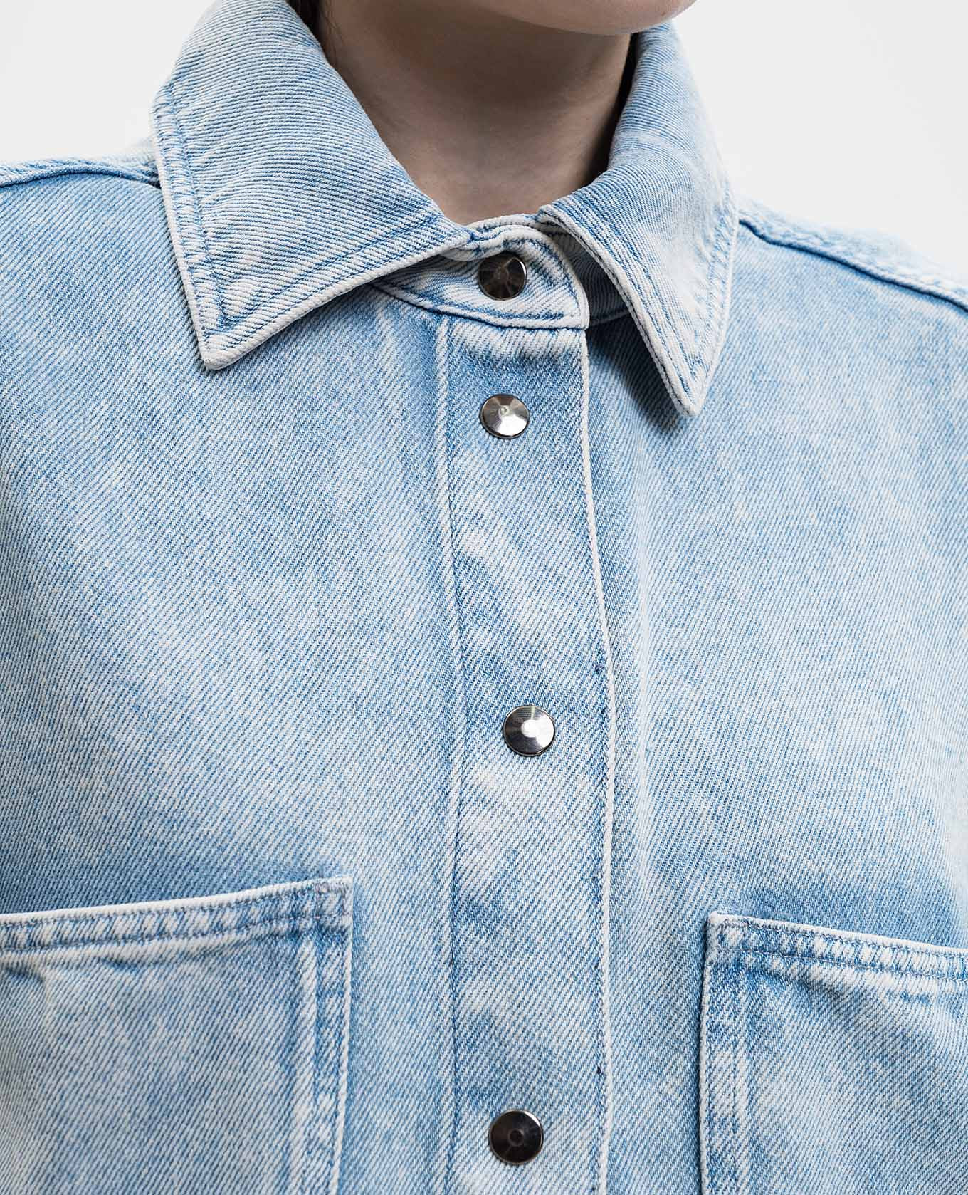 Blue denim vest with a worn effect Solotre 5