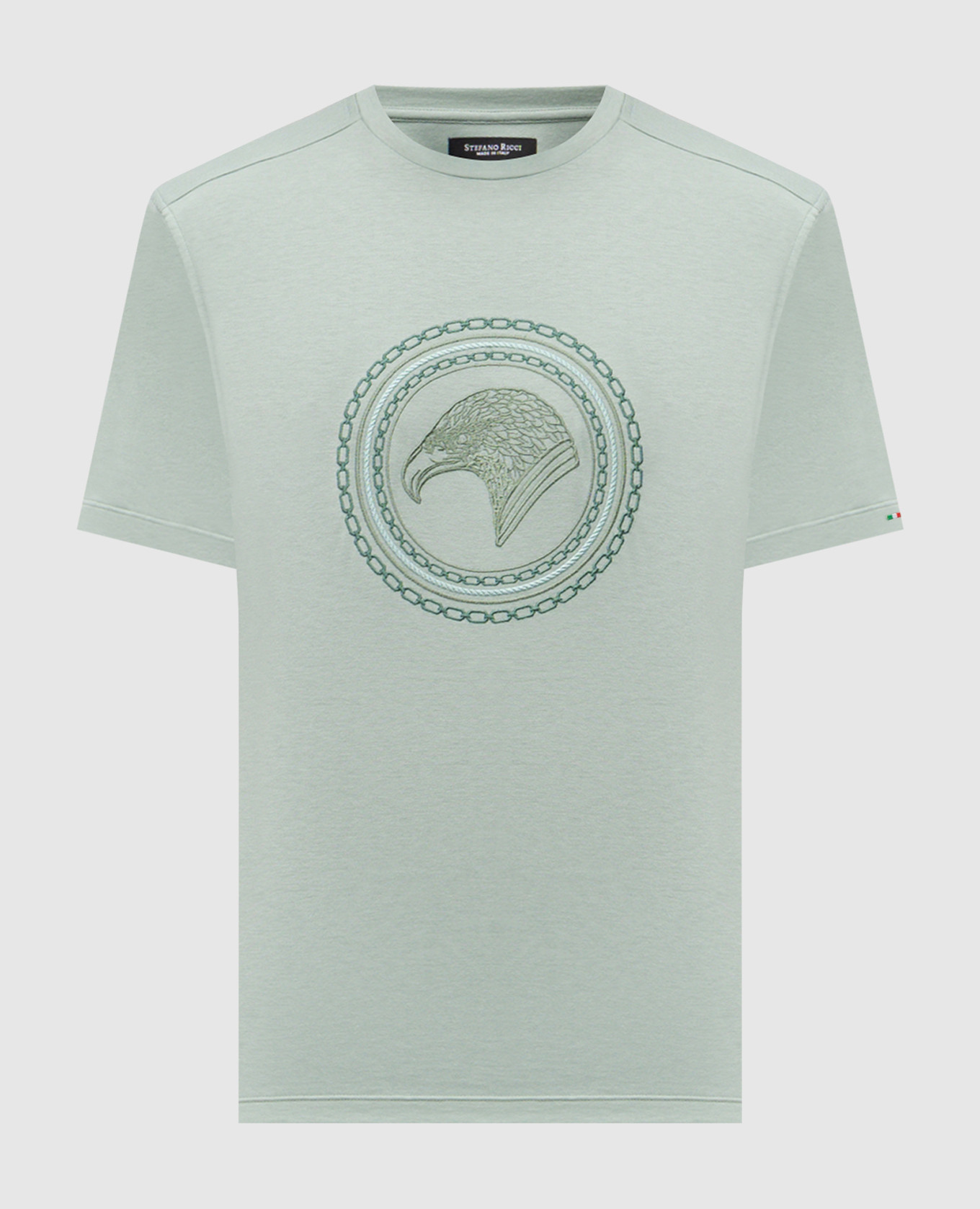 

Green T-shirt with embroidered emblem Stefano Ricci