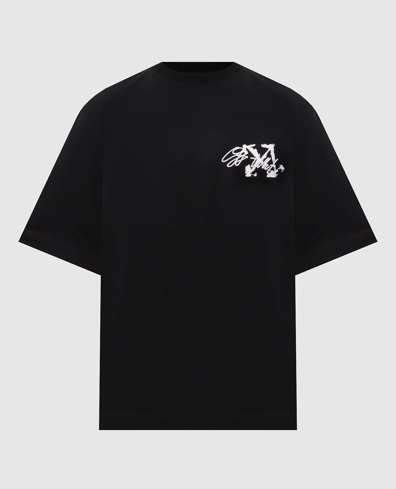 Black Stroke T-shirt with logo embroidery