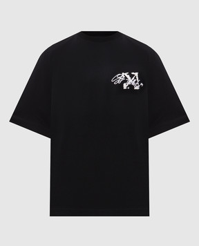 Off-White Black Stroke T-shirt with logo embroidery 44MAA120F26J00J