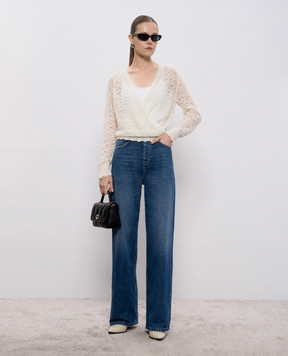 Twinset White openwork sweater with wool 252TT3200