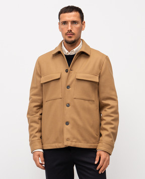 Peserico Brown wool jacket with logo R5225502188