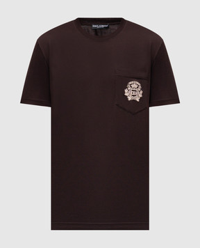 Dolce&Gabbana Brown T-shirt with embroidered logo G8RA2ZG7PZE