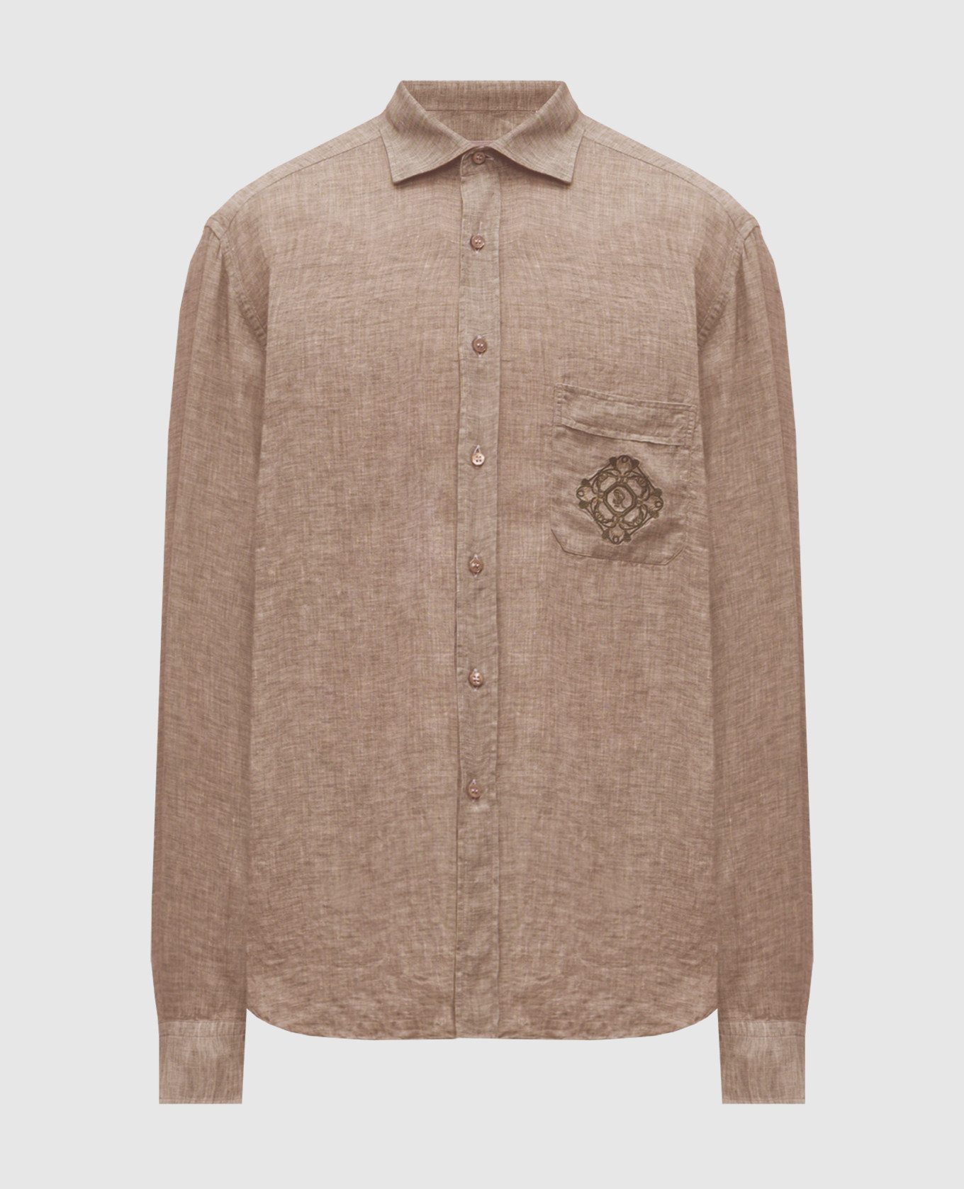 Brown linen shirt with logo