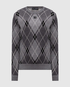 Dolce&Gabbana Gray wool and silk patterned jumper GXX02ZJGMAI