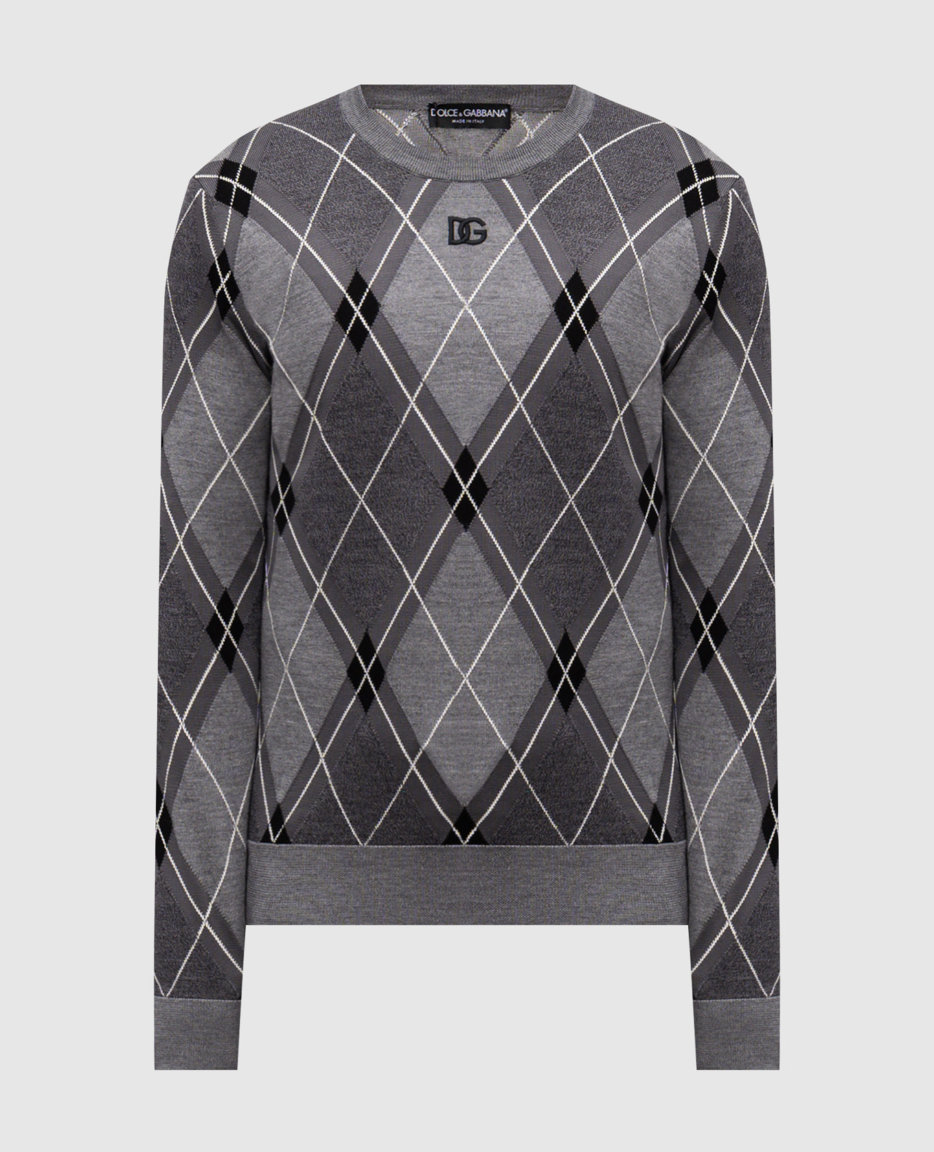 Gray wool and silk patterned jumper Dolce&Gabbana