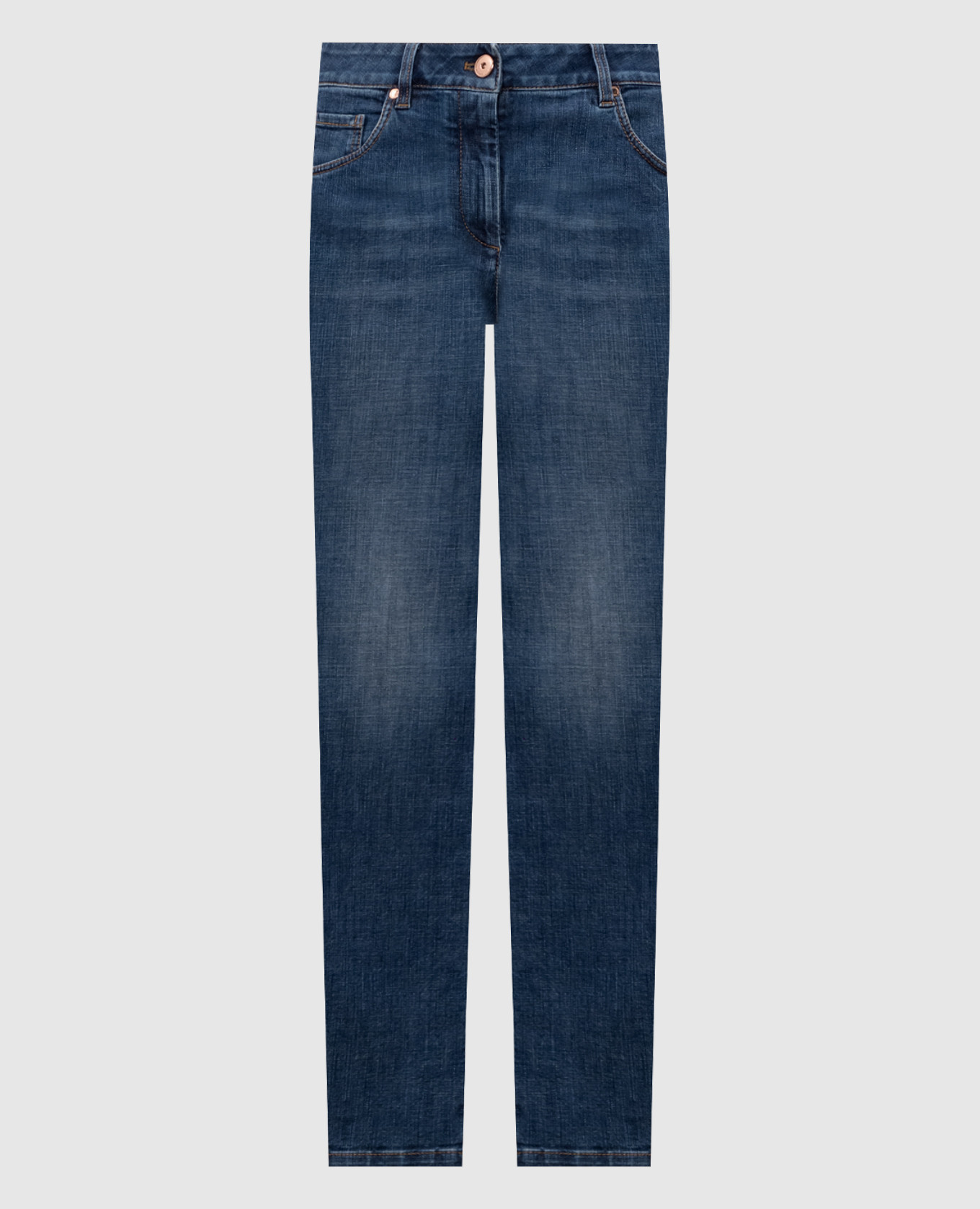 Blue skinny jeans with a distressed effect