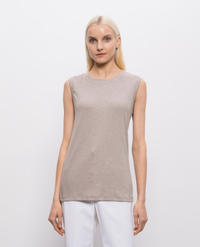 Peserico Beige melange top with monil chain S08700J005669