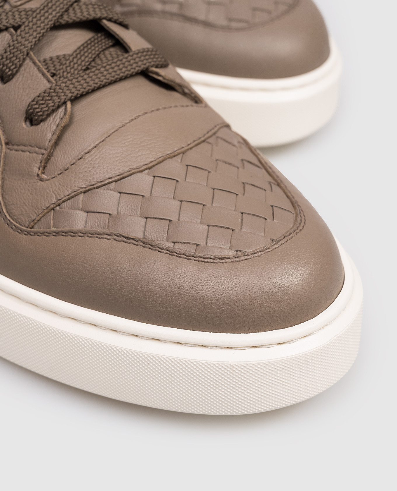 Brown leather sneakers with weaving Doucal's 5