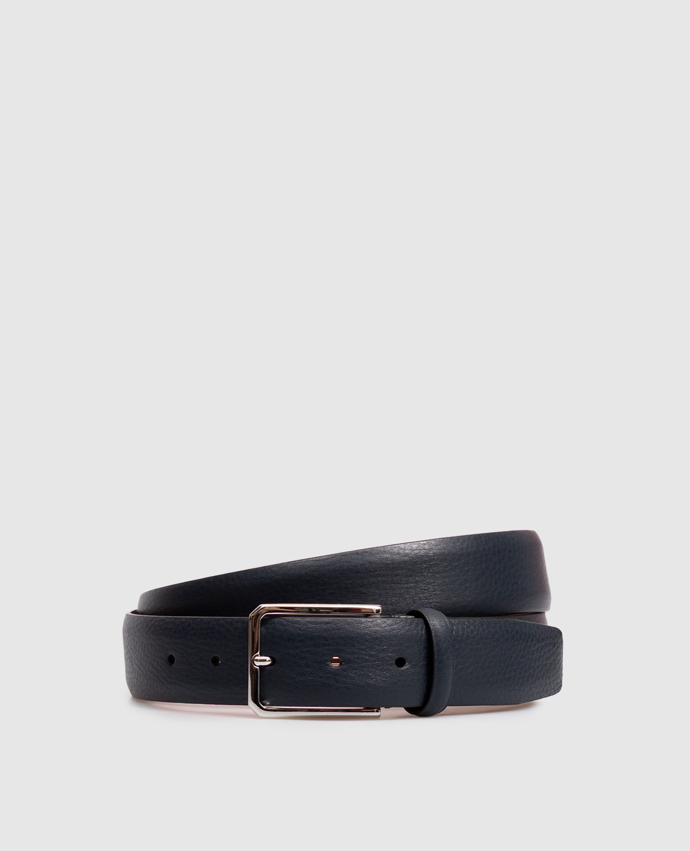 Blue leather belt with embossed logo