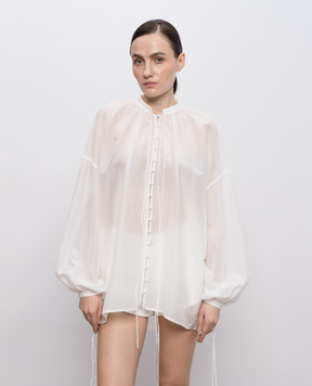 Jacob Lee White blouse with silk WSS0088SS26NW