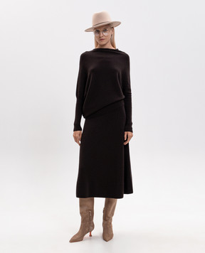 Agnona Brown asymmetric cashmere sweater K5100584K080Q