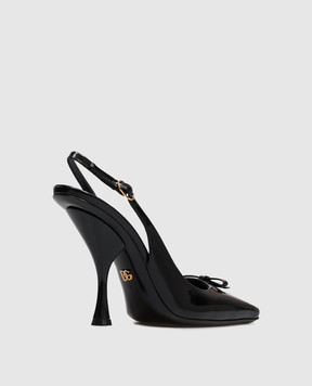 Dolce&Gabbana Black leather slingbacks with bow CG1101A1037