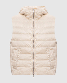Peserico Beige down vest with monil chain A0346102200
