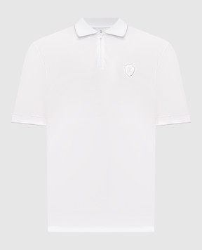 Brunello Cucinelli White zip-up polo with emblem MW8641330F