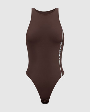 Palm Angels Brown bodysuit with logo print PLA1UWBD01SI