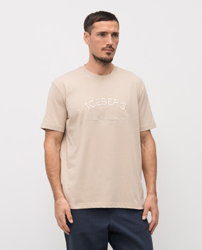 Iceberg Beige T-shirt with logo embroidery F0406325
