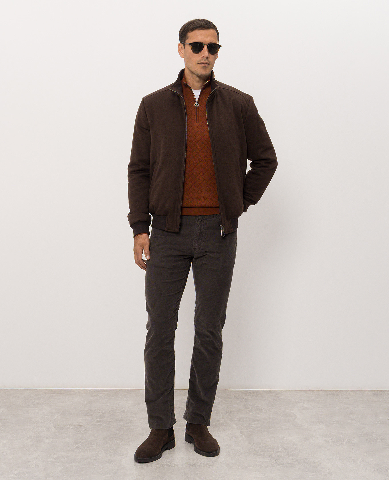Brown corduroy pants with logo patch Stefano Ricci 2