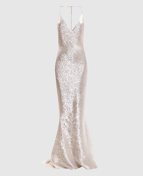 Tom Ford Beige silk maxi dress with open back AB3743FAX1898