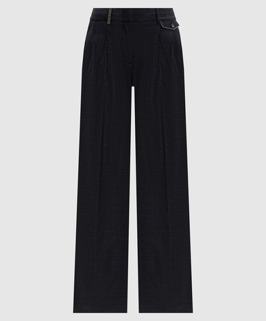 Gray wool checked pants