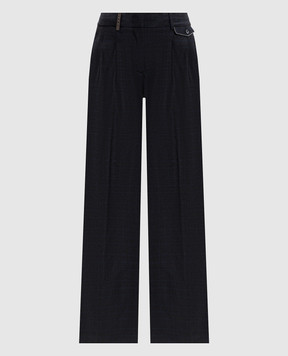 Peserico Gray wool checked pants A0414505778