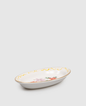 Bitossi Home White porcelain oval plate Flower Bow FTB02101