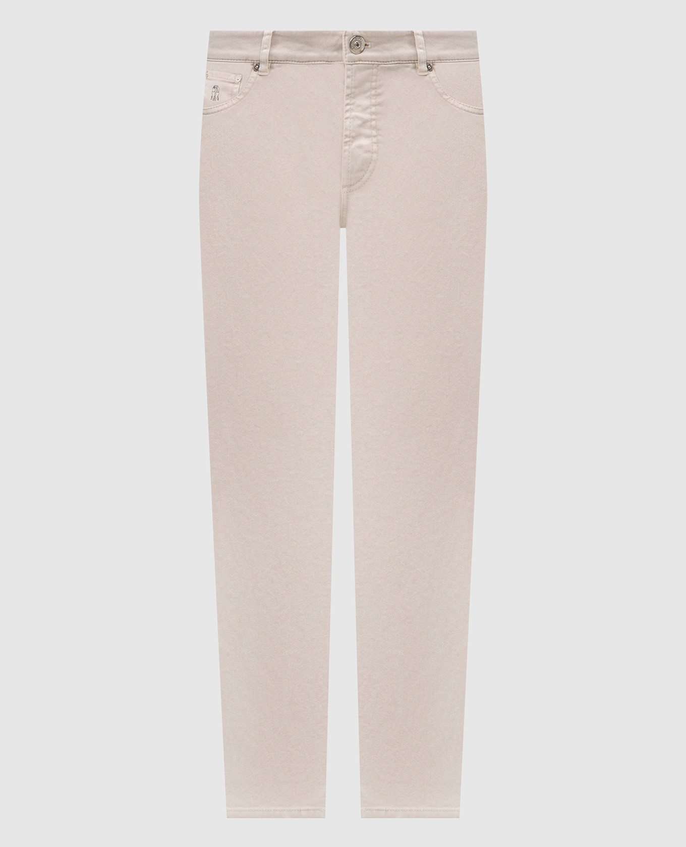 Beige jeans with logo