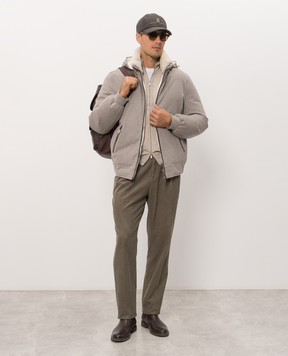 Brunello Cucinelli Beige melange wool and cashmere cardigan M2400106