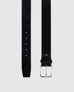 Santoni Blue suede belt with embossed logo CM40VC003C07EACD