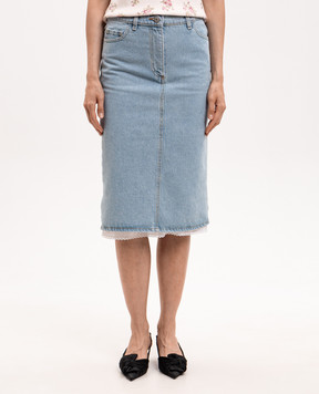 Magda Butrym Blue denim skirt with logo patch DENIM15SKIRT179526