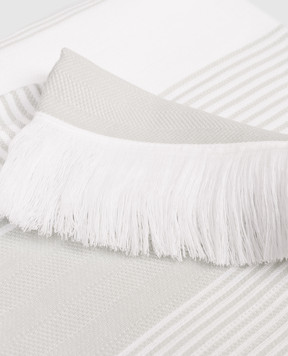 L'appartement White towel KARINA in stripes with fringe KARINAPESTEMAL