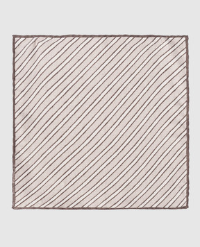 Brunello Cucinelli Beige striped silk pachet scarf MX8680091
