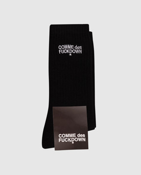 Comme des Fuckdown Black socks with logo embroidery FAS6CFACX00268
