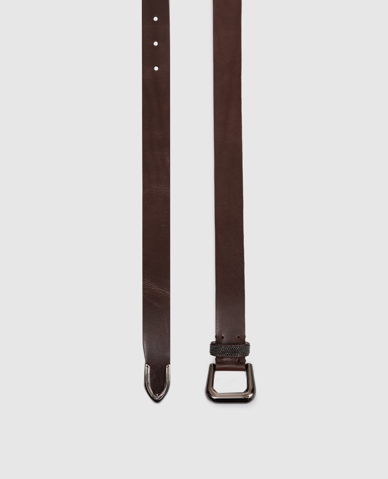 

Brown leather belt with monil chain Brunello Cucinelli