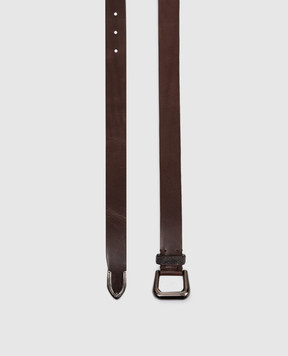 Brunello Cucinelli Brown leather belt with monil chain M0DAYC296