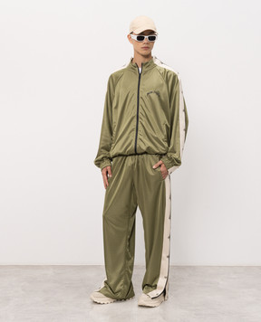Palm Angels Khaki sports jacket with logo print PMBD08MS26FAB001