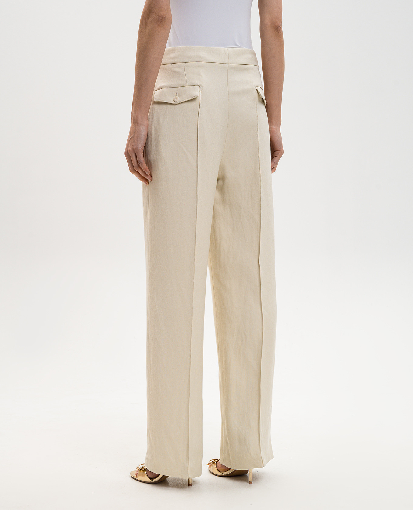 

Ivory linen pants Dondup, Beige