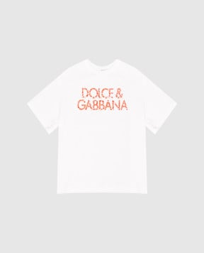 Dolce&Gabbana Children's white T-shirt with logo print L5JTNLG7P4H812+