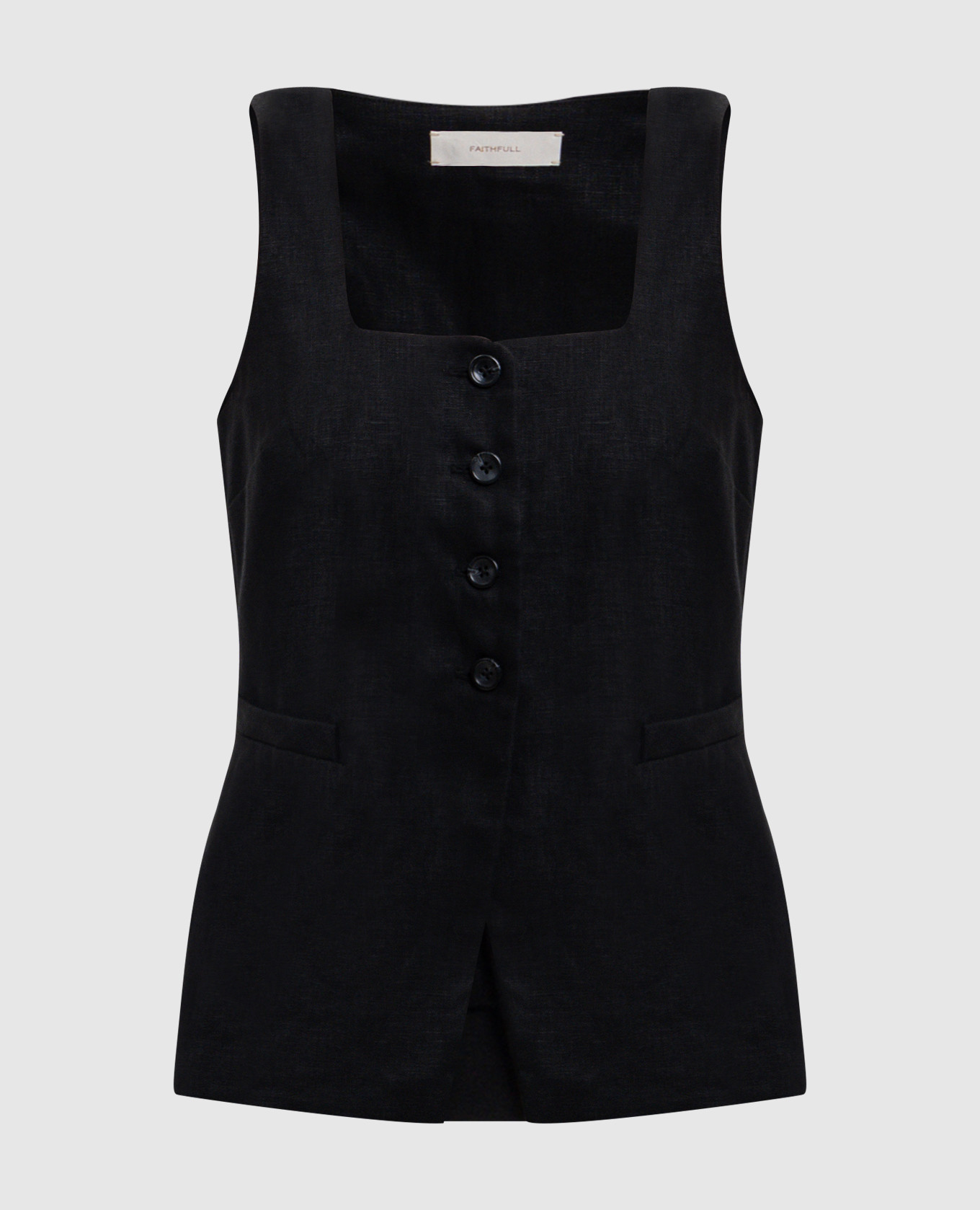

Jackie black linen vest Faithfull