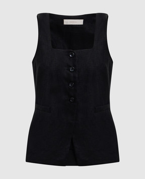 Faithfull Jackie black linen vest FFC11BLK